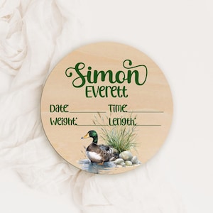 Mallard Duck Birth Stat Sign - Mallard Duck Name Sign - Nursery Sign - Coming Home Announcement - Name Announcement - Newborn Stat
