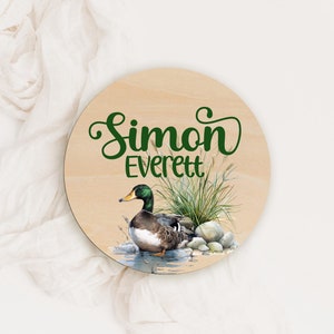 Mallard Duck Announcement Wood Round - Mallard Duck Name Sign - Personalized Mallard Duck Nursery Sign - Coming Home Announcement