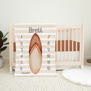 Surfboard Milestone Deken - Surfboarder Milestone Deken - Sea Milestone Deken - Oceaankwekerij - Babyshowercadeau