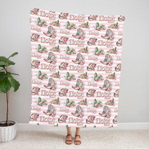 Cowgirl Custom Name Blanket - Western Blanket - Cowgirl Baby Shower Gift - Cowgirl Floral Blanket - Western Floral Blanket - Cowgirl Nursery