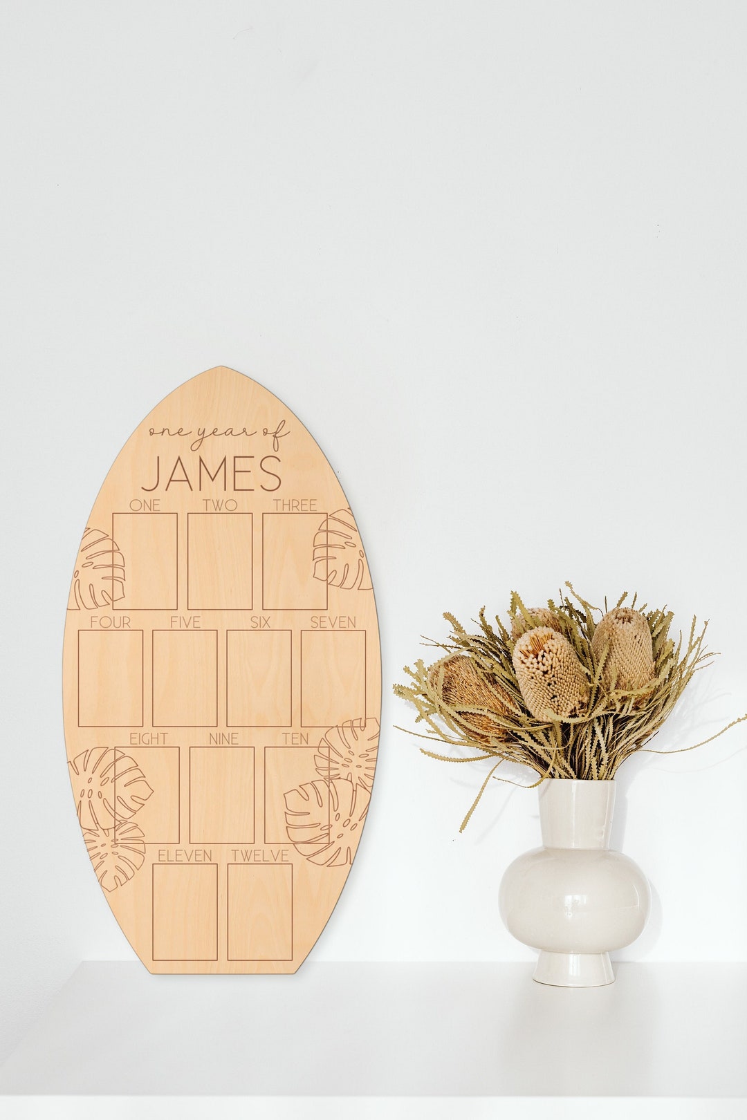 One Year of Baby Surfboard First Birthday Milestones Sign First Year ...