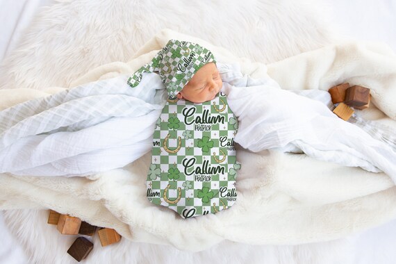 Shamrock Checkered Swaddle Blanket Lucky Shamrock Clover Swaddle St Patrick s Baby Gift My First St Patrick s Day Etsy Canada