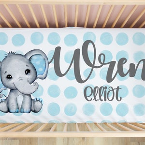 Manta de elefante para niño - Ropa de cama de elefante para cuna - Sábana de cuna personalizada - Tema de guardería de elefante - Sábana de cuna para recién nacidos - Regalo para baby shower