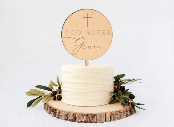 Personalized God Bless Cake Topper - Custom Religious Celebration Decor
