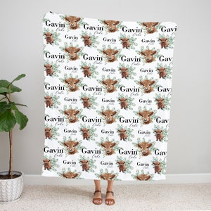 Highland Cow Blanket - Cow Nursery - Baby Shower Gift - Personalized Blanket - Highland Cow - Highland Cow Nursery Theme