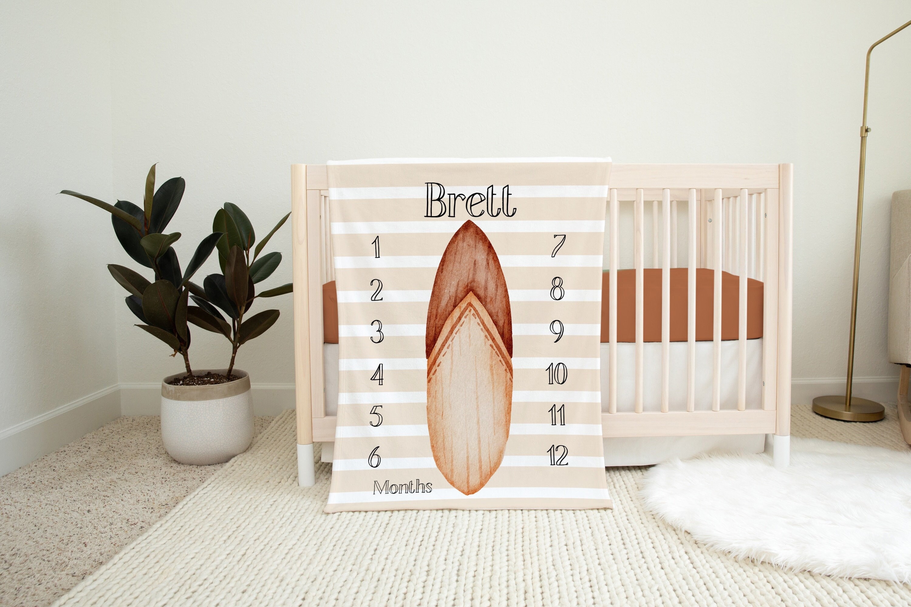 Surfboard Milestone Blanket - Surfboarder Milestone Blanket - Sea Milestone Blanket - Ocean Nursery - Baby Shower Gift