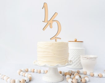 1/2 Cake Topper - Half Birthday Cake Topper - 6 Months Cake Topper - Natural Wood Cake Topper - Rustic Cake Topper - Baby Milestone