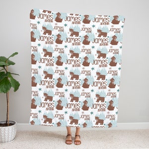 Waldbär Namensdecke - Bärendecke - Waldkindergarten - Babypartygeschenk - personalisierte Namensdecke