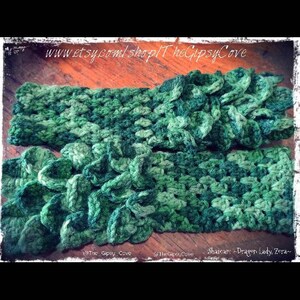 Green Maiden: Crocheted Dragon Scale Fingerless Gloves