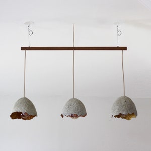 Suspension lamp in paper maché and wood craftsmanship French creation