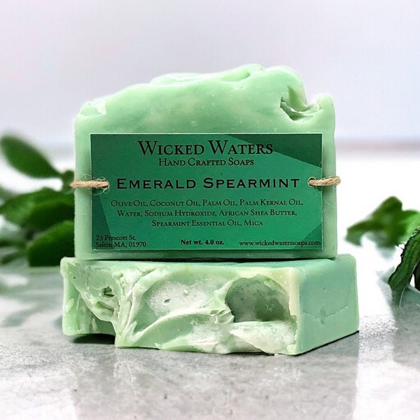 EMERALD SPEARMINT Handcrafted Soap | Bridesmaid Gift | Homemade Soap | Mint Soap | Gift for Him | Stocking Stuffer | Christmas Gift |