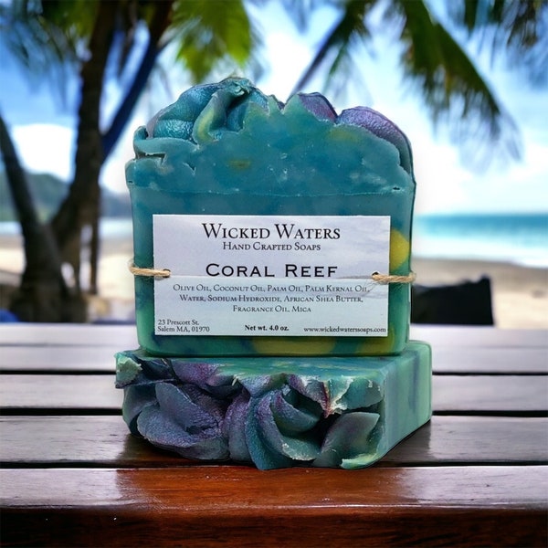 CORAL REEF Handcrafted Soap | Handmade Soap | Cold Process | Girlfriend Gift | Homemade Soap | Gift For Her | Tropical Soap