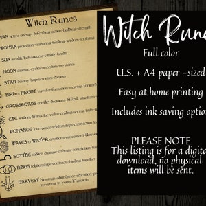 Witch Runes, Printable Grimoire Page, Spell Book - Etsy