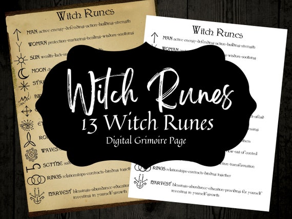 Witch Runes Printable Grimoire Page Spell Book | Etsy