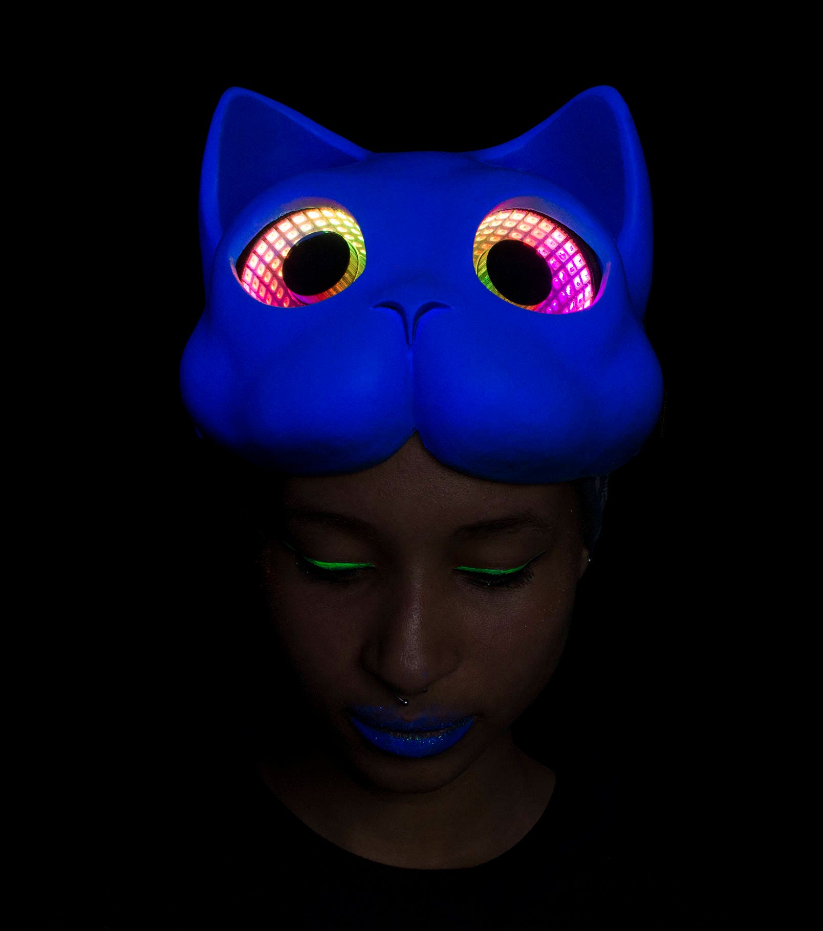 Cat Mask featuring Infintiy LED Lenses UV reactive Etsy