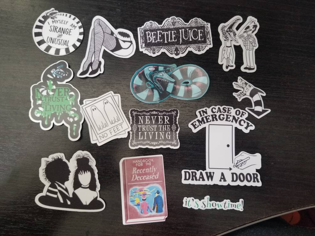 Beetlejuice inspired sticker pack, water resistant
