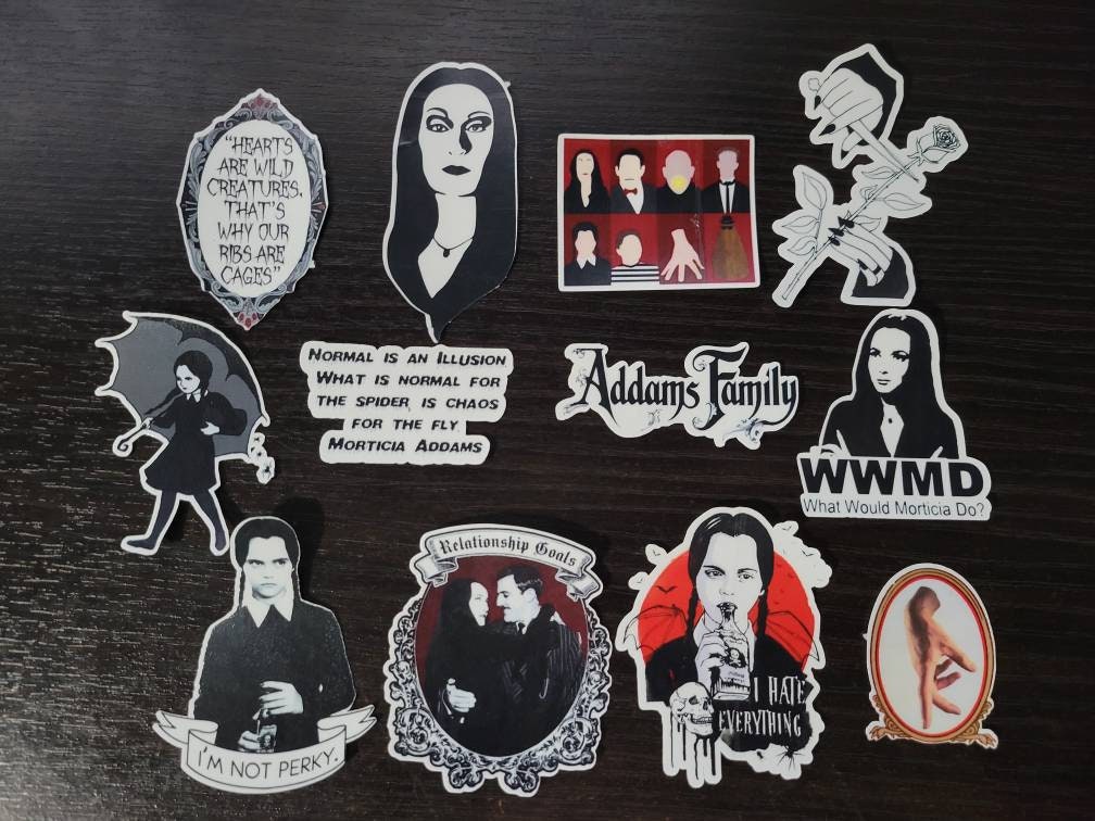 Addams Family inspired sticker set