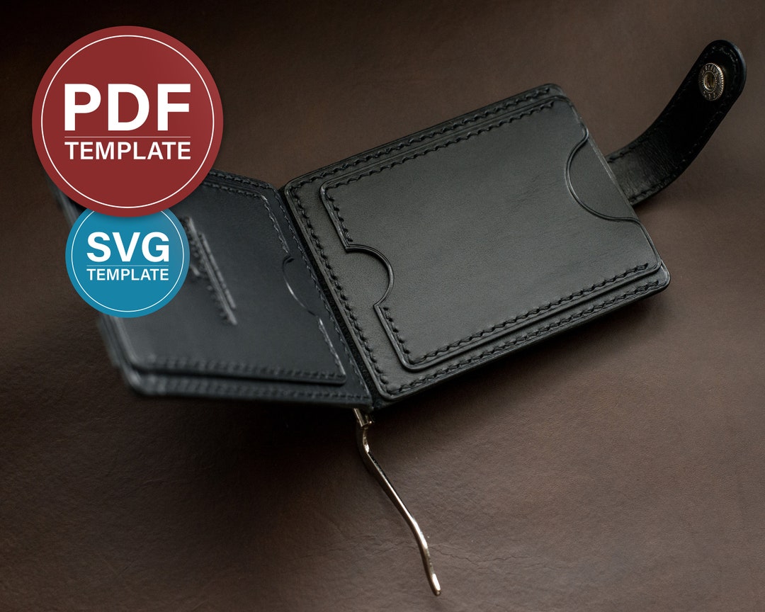 Leather Wallet PDF Pattern Money Clip SVG Template Leather Money Clip