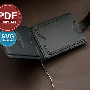 Cartera de cuero Patrón PDF Clip de dinero Plantilla SVG Patrón de clip de dinero de cuero Plantilla de billetera con solapa Patrón PDF de cuero