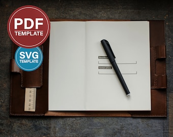 Leather Notebook Cover Pattern A5: PDF & SVG Template + Video