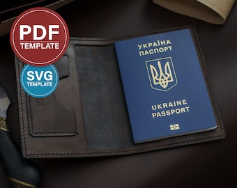 Passport Cover PDF Pattern Leather Wallet SVG template Custom Passport Holder Pattern Leathercraft Template Video tutorial