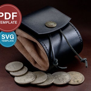 Leder Geldbörse PDF Vorlage Münzbeutel Leder Muster PDF Leder Geldbörse SVG Muster Cosplay Münze Brieftasche Vorlage + Video-Tutorial