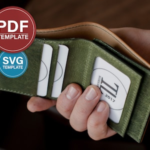 Carteira Bifold PDF Padrão Carteira de Couro Padrão PDF Modelo de Carteira Masculina Vertical A4 Carteira Bifold de Couro Modelo SVG + Vídeo tutorial