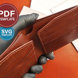 Padrão de carteira bifold PDF Padrão de carteira de couro PDF Carteira de couro artesanal Modelo SVG Formato de impressão A4 e Carta + Tutorial em vídeo
