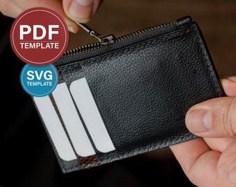 Leather Zipper Wallet Pattern: Coin & Cardholder Template (PDF, SVG)