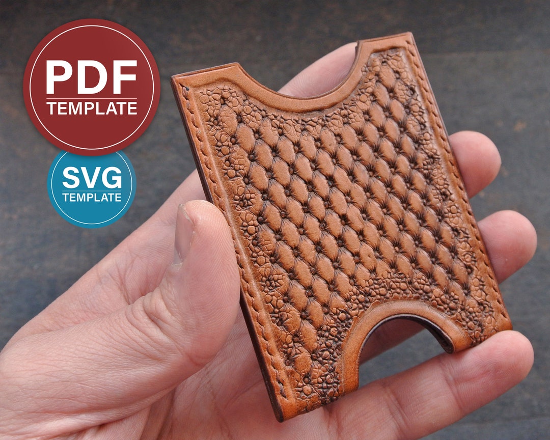 Leather Card Holder Pattern PDF Card Wallet SVG Template Leather Card
