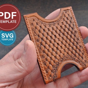 Leren kaarthouder patroon pdf-kaart portemonnee SVG-sjabloon leren kaarthouder pdf-sjabloon A4- en letterafdrukformaat + videotutorial
