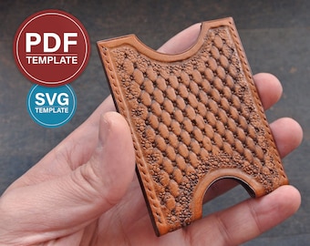 Leder-Kartenhalter PDF Pattern: Leathercraft Anfänger SVG-Vorlage + Video Tutorial