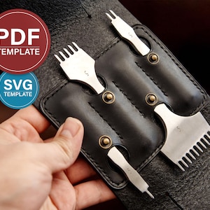 Patrón PDF para estuche de herramientas de cuero: Plantilla SVG para soporte perforador + Videotutorial