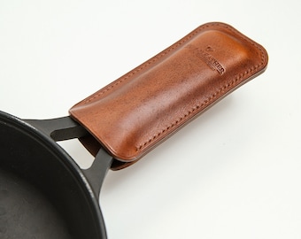 Long Pot Handle Cover. Cast Iron Skillet Leather Handle Grip. Custom Skillet  Handle Cover. Personalized Pot Holder. Leather Handle Potholder 
