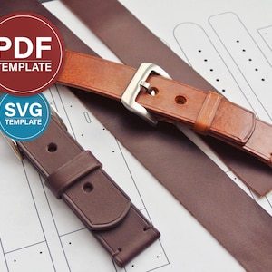 Watch strap pattern PDF Leather watch band template Handmade watch strap SVG pattern + Video tutorial