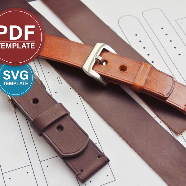 Watch strap pattern PDF Leather watch band template Handmade watch strap SVG pattern + Video tutorial