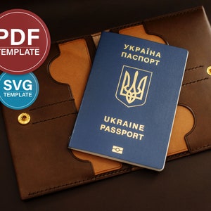 Carteira de couro com padrão PDF, capa para passaporte, modelo SVG, suporte para documentos de couro, padrão de carteira de viagem em PDF + tutorial em vídeo