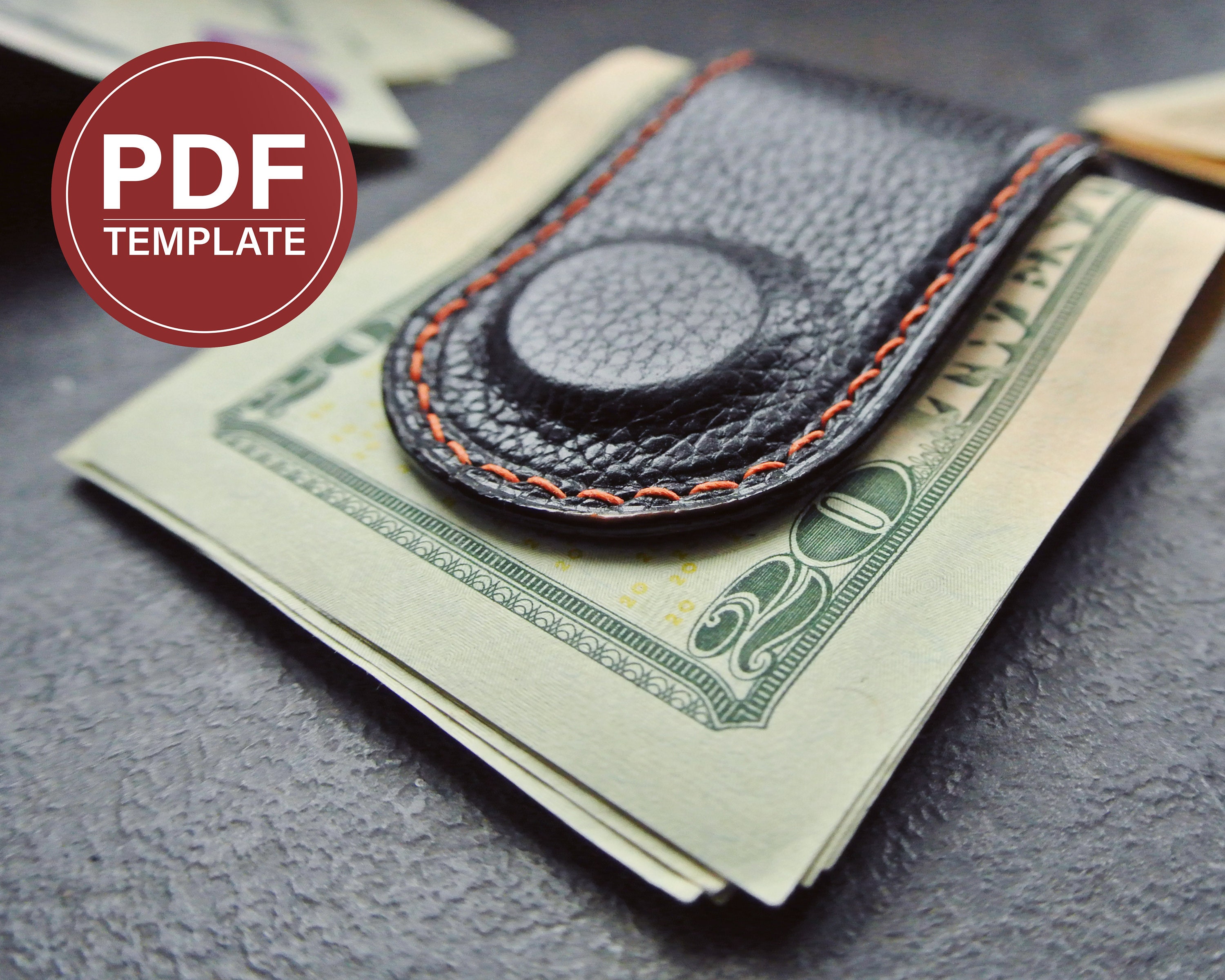 Pocket money clip pdf Leather wallet pattern pdf Money clip Etsy