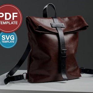 Backpack Pattern PDF Leather Backpack Template Backpack Roll Top SVG Pattern Travel Backpack PDF Leather Laptop Backpack + Video Tutorial