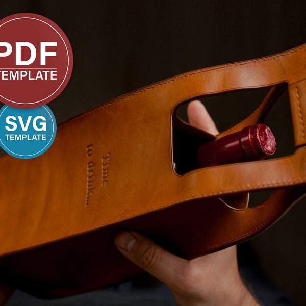 Bottle Holder PDF Pattern Leather Bag for Wine Bottle Leather Bottle Holder Template + Video tutorial