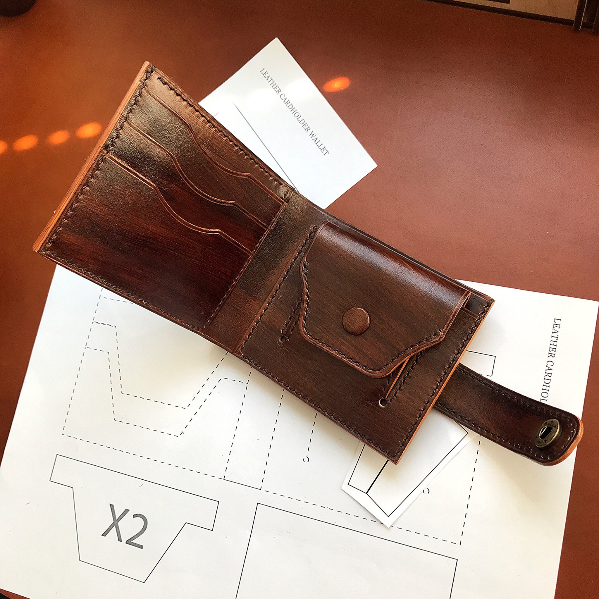 Bifold wallet leather pattern PDF Men wallet with coin pocket Etsy