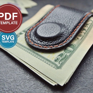 Padrão de clipe de dinheiro em pdf Modelo de clipe de notas de couro Clipe de dinheiro de bolso SVG + Tutorial em vídeo