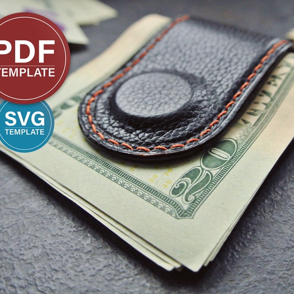 Pocket money clip pdf Leather wallet pattern pdf Money clip pdf template + video tutorial