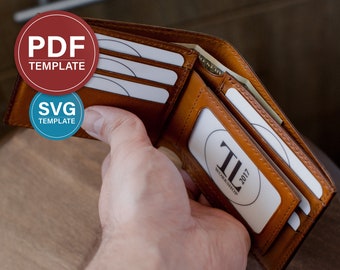 Leather Wallet Pattern PDF Bifold Wallet Template PDF Mens Wallet Pattern A4 Leather Bifold Wallet SVG Template + Video tutorial