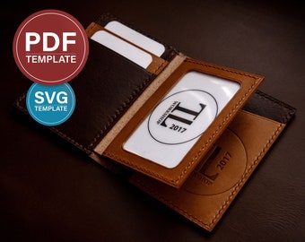 Leather Wallet Pattern PDF Driver license SVG Template Card Holder PDF Pattern Leather Men Wallet Template Video tutorial