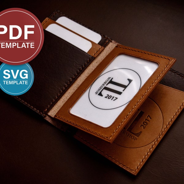 Leather Wallet Pattern PDF Driver license SVG Template Card Holder PDF Pattern Leather Men Wallet Template Video tutorial