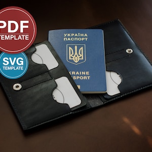 Carteira de viagem Padrão PDF Capa para passaporte Modelo SVG Suporte para documentos de couro PDF Padrão de capa para carteira de motorista Tutorial em vídeo