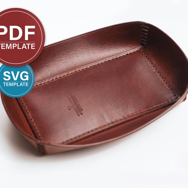 Leather valet tray pdf pattern Plate leather SVG pattern Leather bowl PDF Leathercraft PDF template + video tutorial