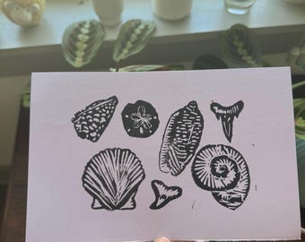Seashells - Linocut Print