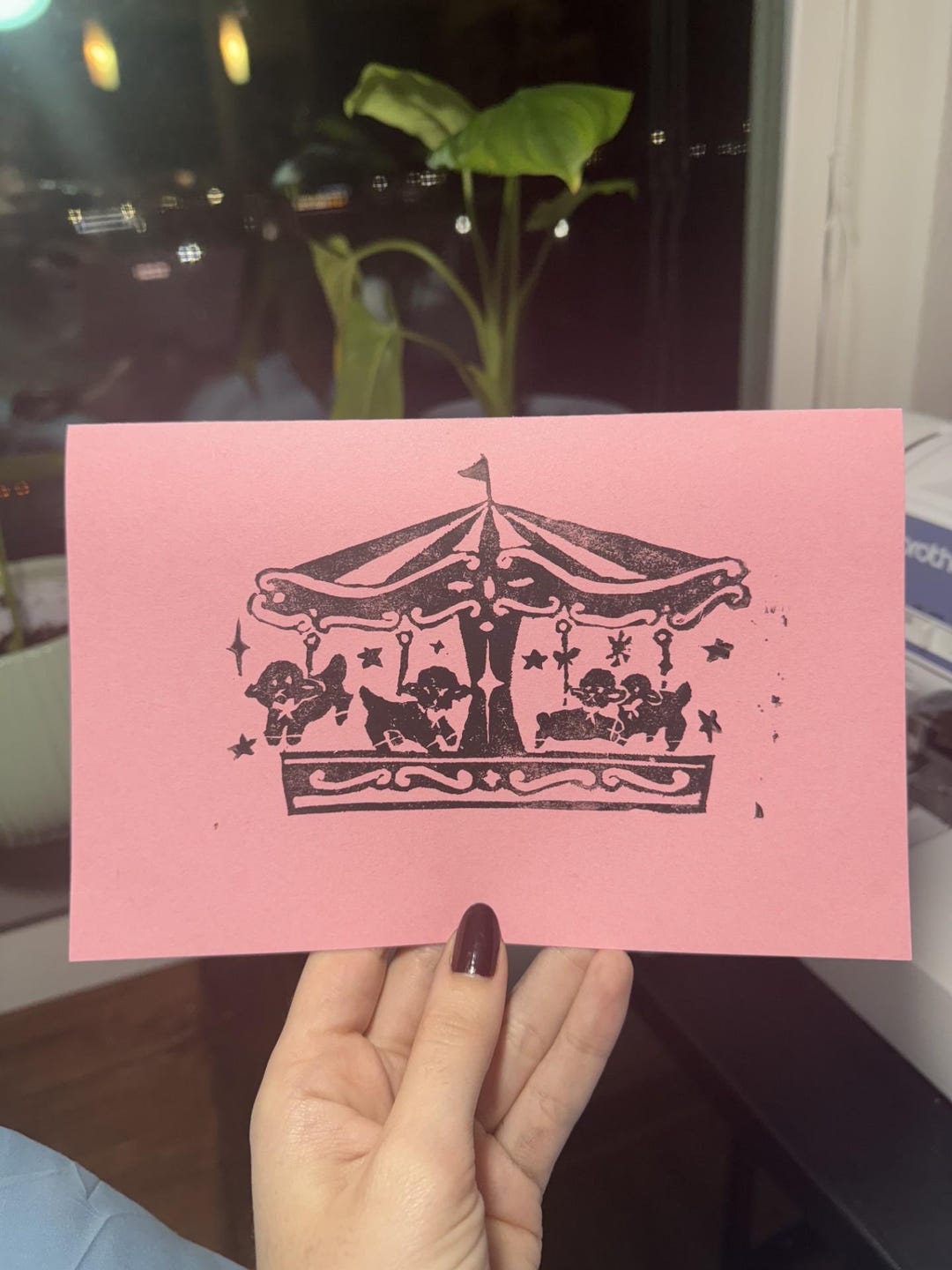Deviantart Carousel Sheep Sheep on a Carousel - Linocut Print - Etsy